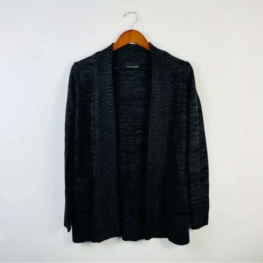 Ambiance Deep Heathered Gray Pockets Ribbed Open Front Cardigan‎ Small
